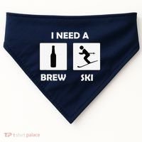 I Need a Brewski Funny Beer Drinking Skier Ski Vacation USA-Made Doggie Bandana thumb 0
