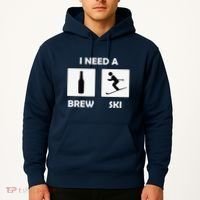 I Need a Brewski Funny Beer Drinking Skier Ski Vacation Hoodie thumb 2