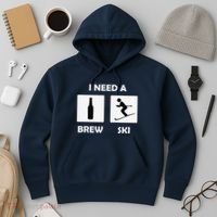 I Need a Brewski Funny Beer Drinking Skier Ski Vacation Hoodie thumb 3