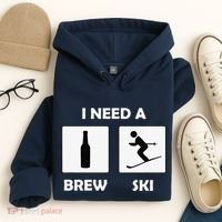 I Need a Brewski Funny Beer Drinking Skier Ski Vacation Hoodie thumb 4
