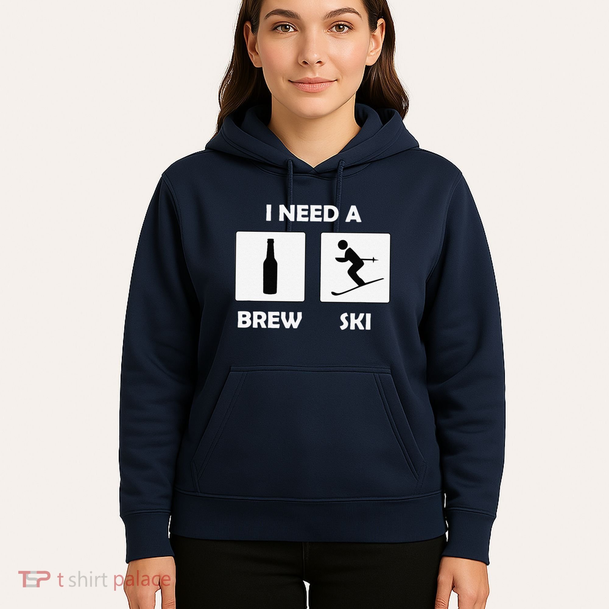 I Need a Brewski Funny Beer Drinking Skier Ski Vacation Hoodie