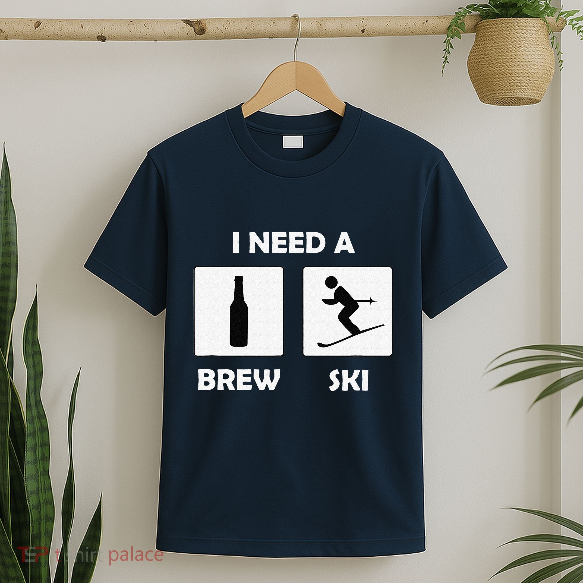 I Need a Brewski Funny Beer Drinking Skier Ski Vacation T-Shirt