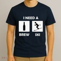 I Need a Brewski Funny Beer Drinking Skier Ski Vacation T-Shirt thumb 3