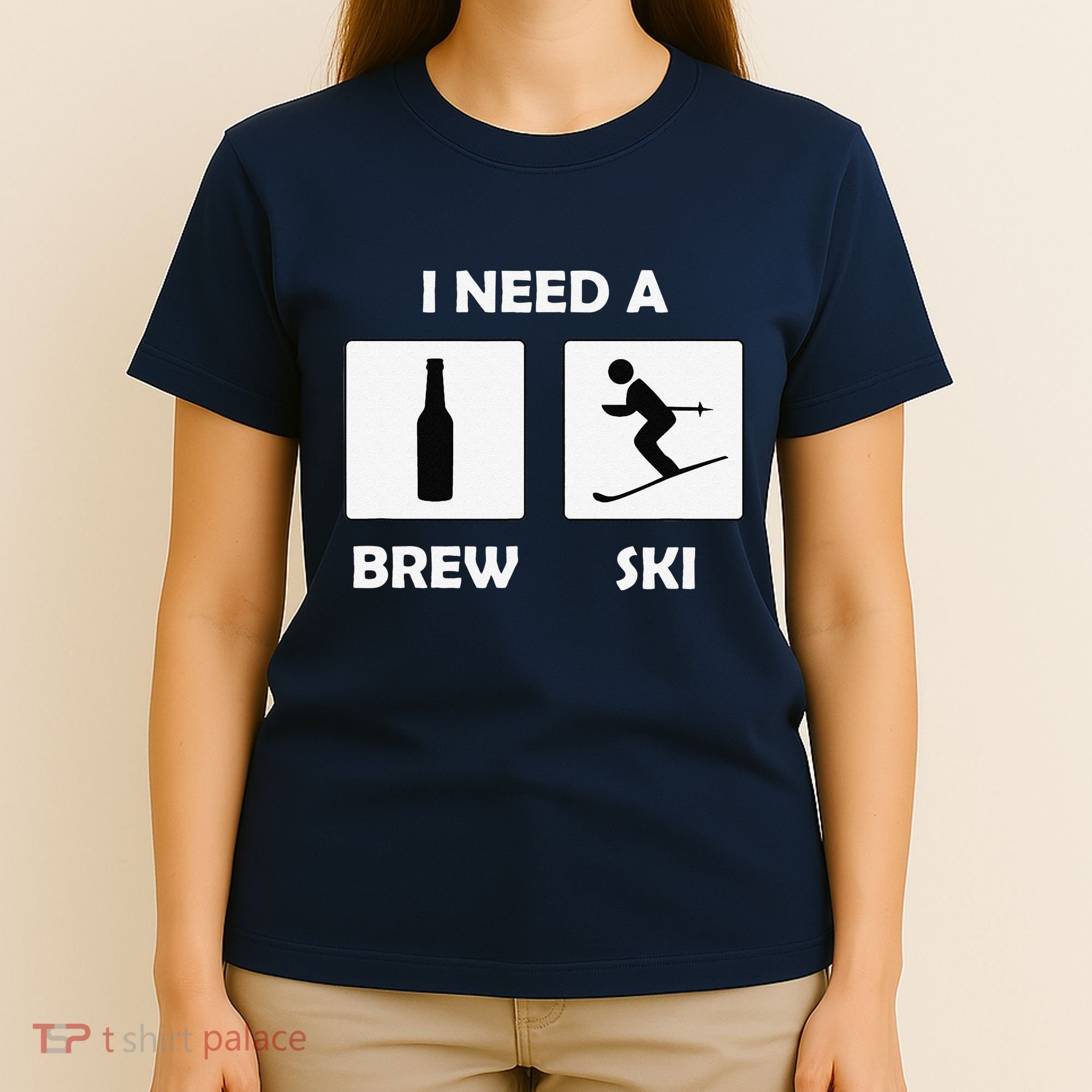 I Need a Brewski Funny Beer Drinking Skier Ski Vacation T-Shirt