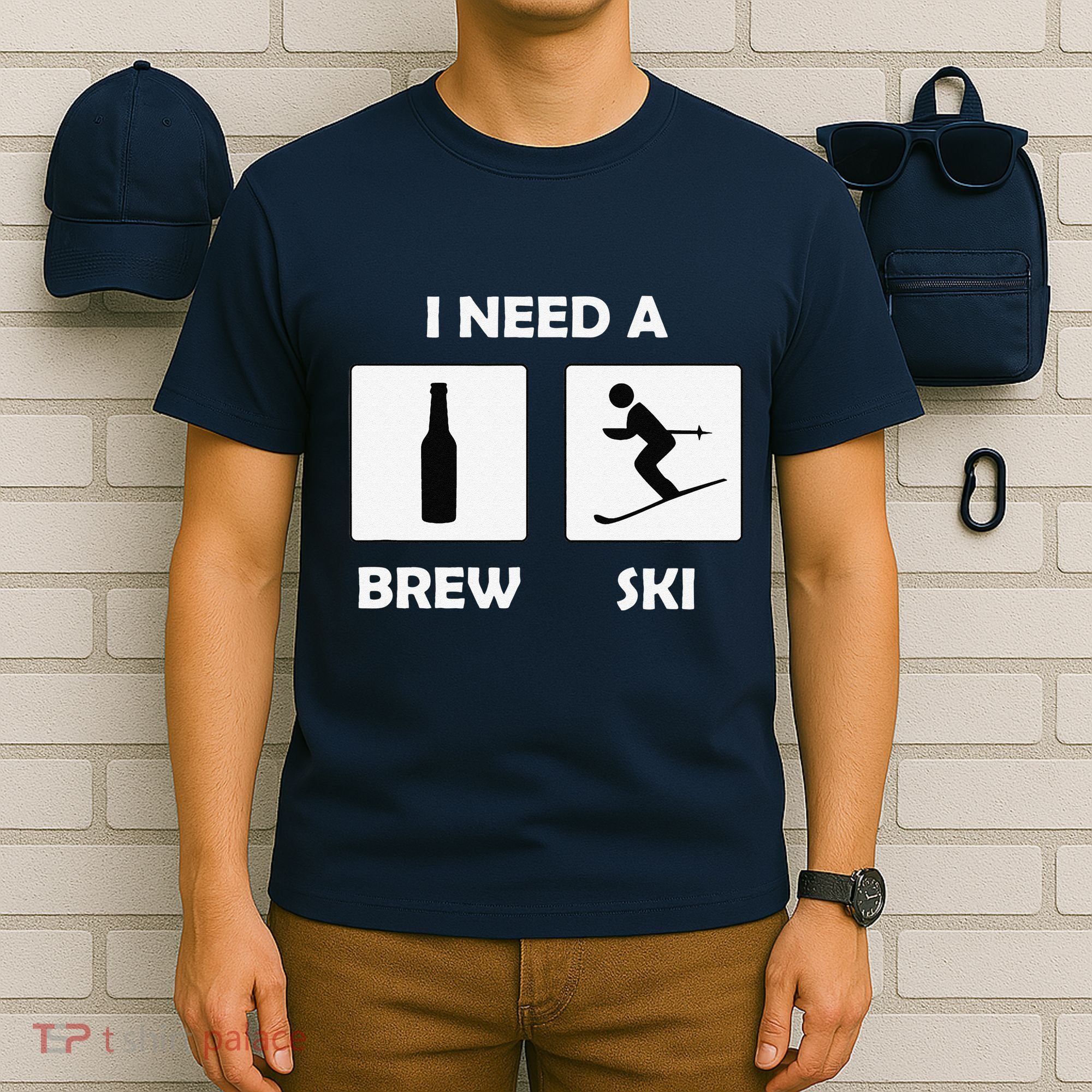 I Need a Brewski Funny Beer Drinking Skier Ski Vacation T-Shirt