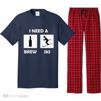 I Need a Brewski Funny Beer Drinking Skier Ski Vacation Pajama Set thumb 0