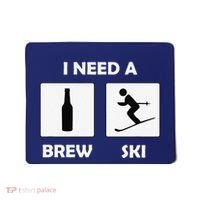 I Need a Brewski Funny Beer Drinking Skier Ski Vacation Mousepad thumb 0