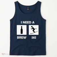 I Need a Brewski Funny Beer Drinking Skier Ski Vacation Tank Top thumb 2