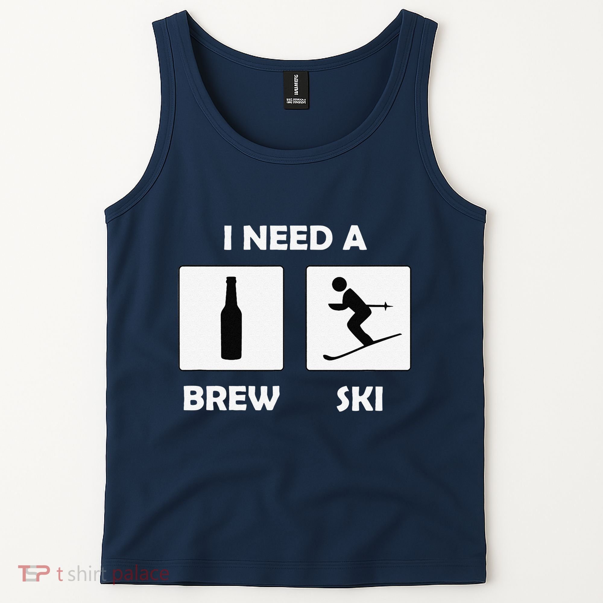 I Need a Brewski Funny Beer Drinking Skier Ski Vacation Tank Top