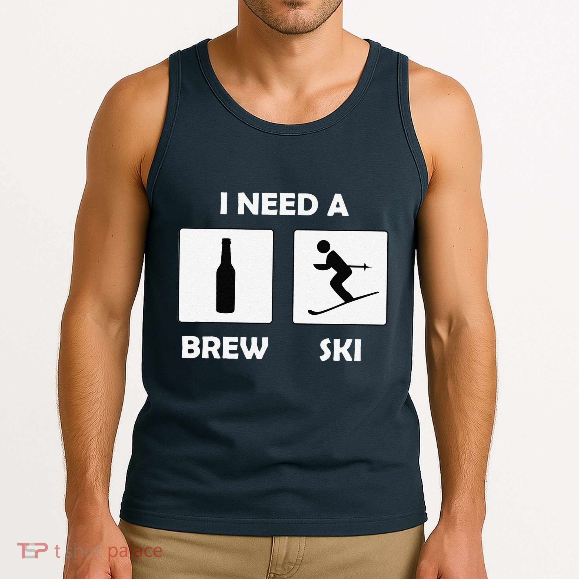 I Need a Brewski Funny Beer Drinking Skier Ski Vacation Tank Top
