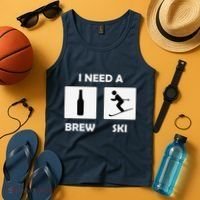 I Need a Brewski Funny Beer Drinking Skier Ski Vacation Tank Top thumb 4