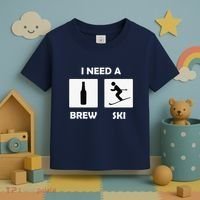 I Need a Brewski Funny Beer Drinking Skier Ski Vacation Toddler T-Shirt thumb 3