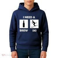 I Need a Brewski Funny Beer Drinking Skier Ski Vacation Kids Hoodie thumb 4
