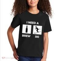 I Need a Brewski Funny Beer Drinking Skier Ski Vacation Kids T-Shirt thumb 2