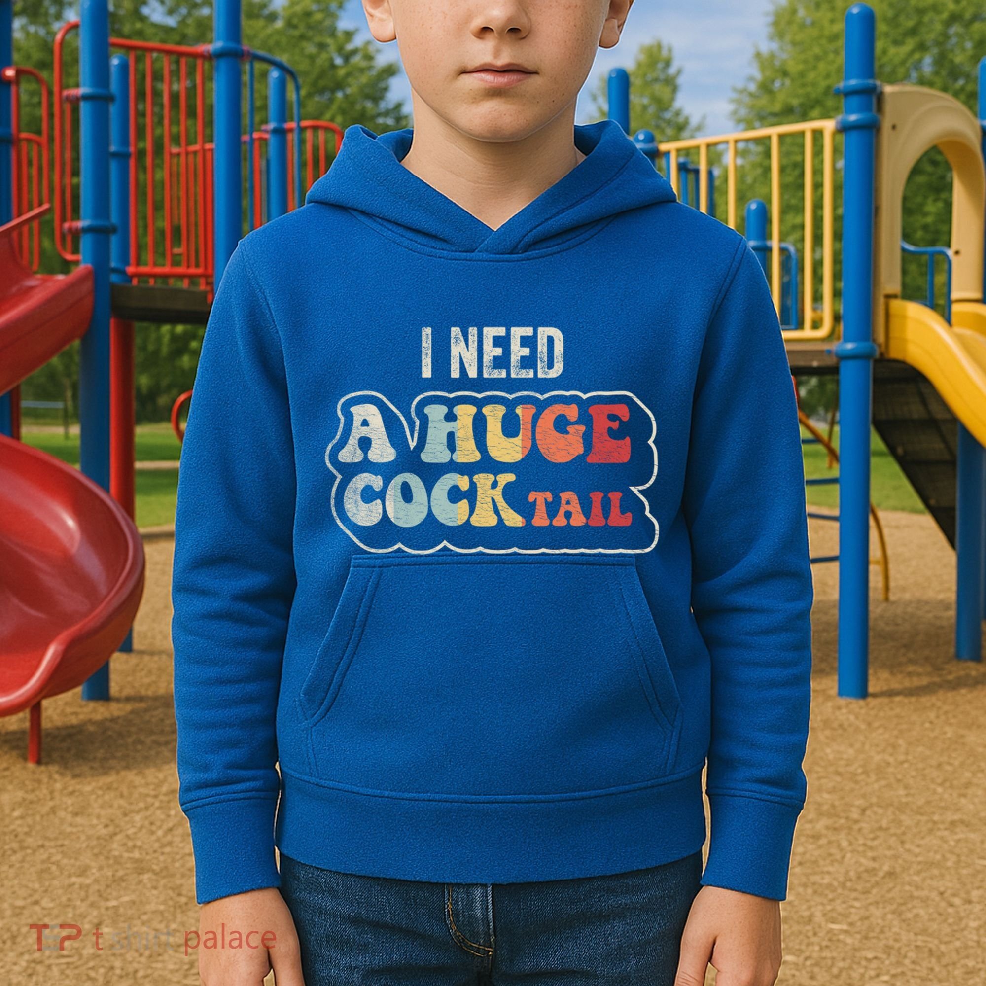 I Need A Huge Cocktail Humor Retro Gift Kids Hoodie