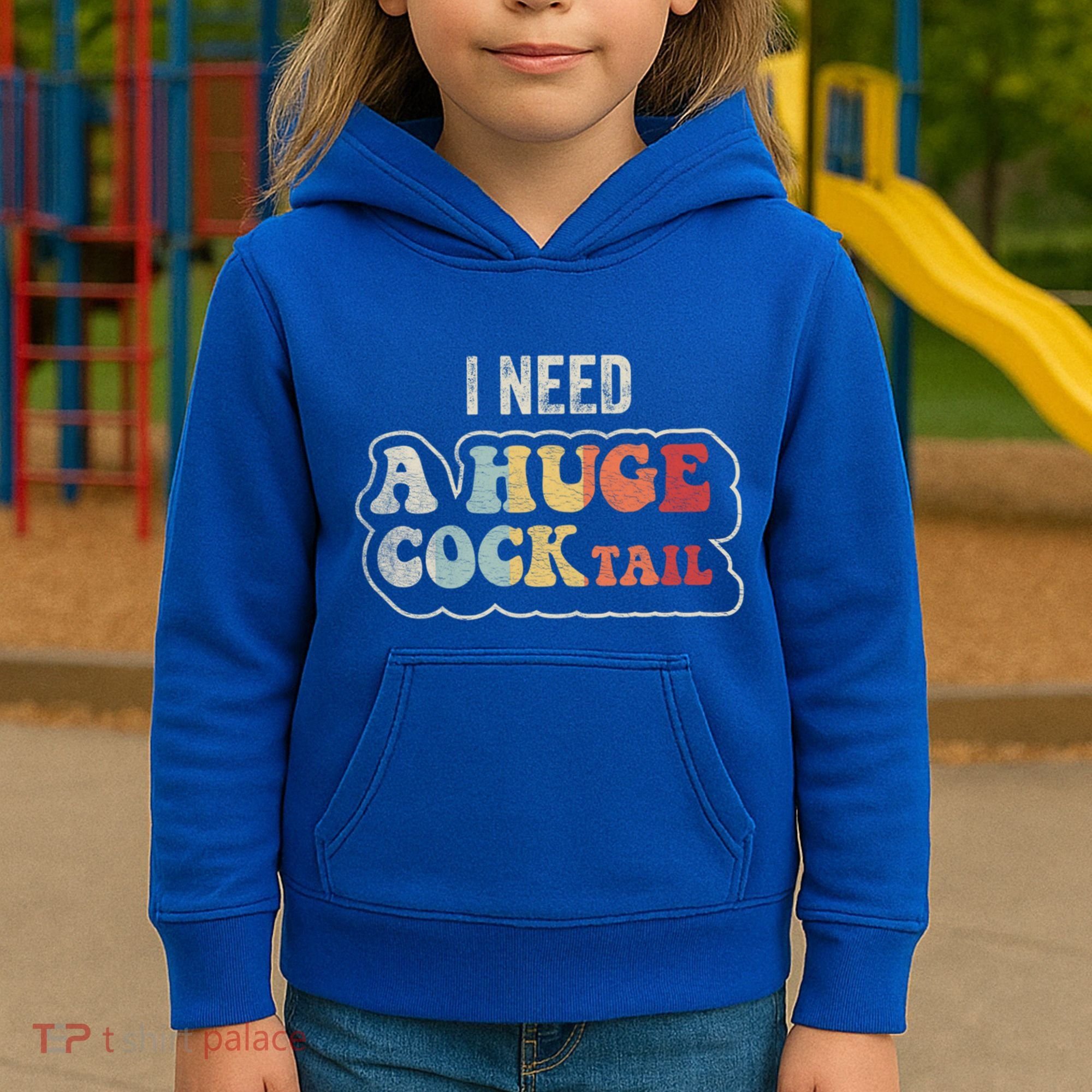 I Need A Huge Cocktail Humor Retro Gift Kids Hoodie