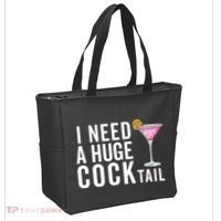 I Need A Huge Cocktail | Funny Adult Humor Drinking Tote Bag thumb 2