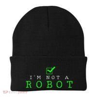 IM Not A Robot Funny Computer Nerd Geek Ai Gift Beanie thumb 0