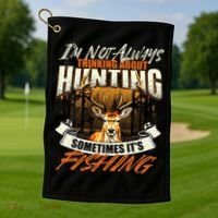 IM Not Always Thinking About Hunting Wildlife Deer Lover Golf Towel thumb 1