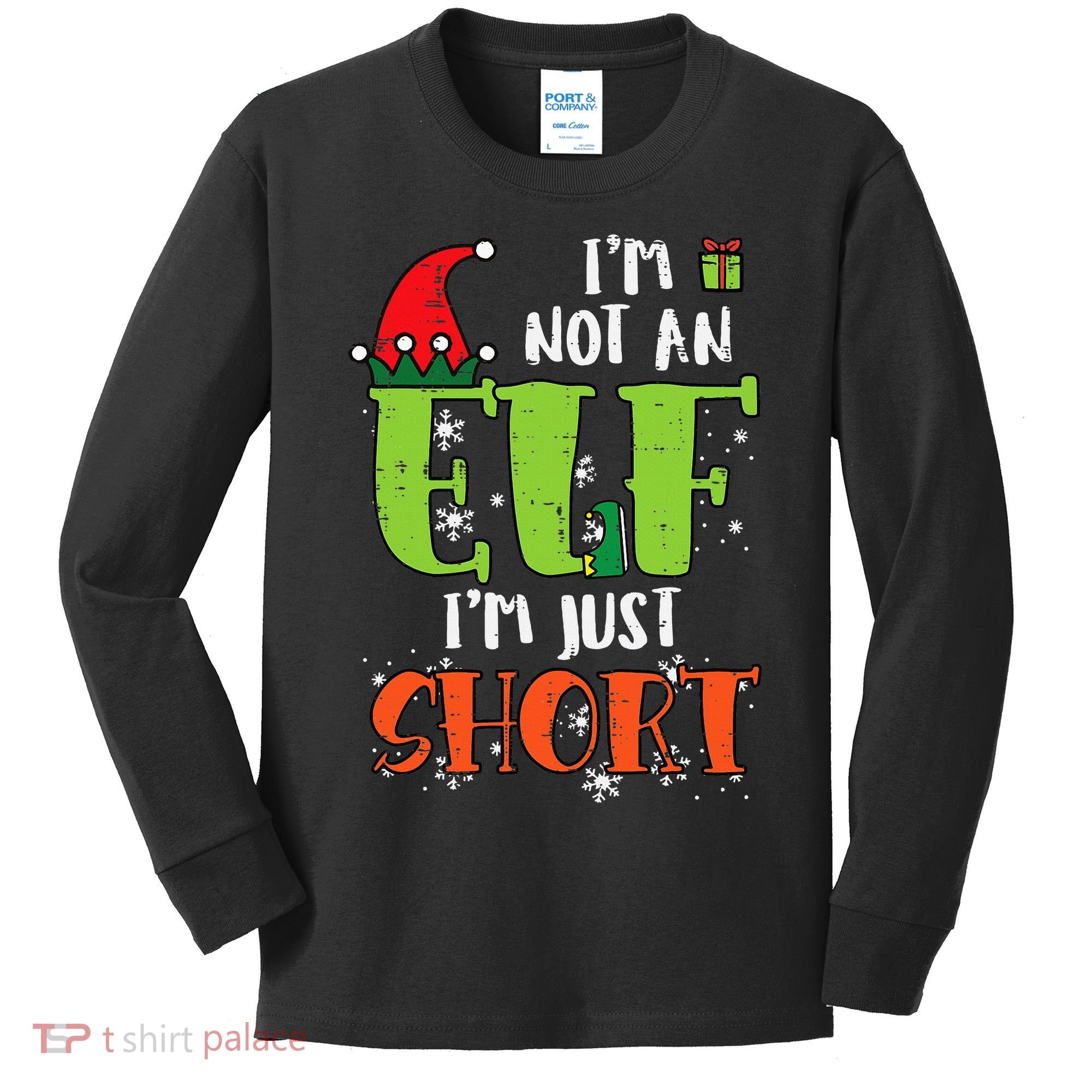 Im Not An Elf Just Short Funny Christmas Xmas Kids Long Sleeve Shirt