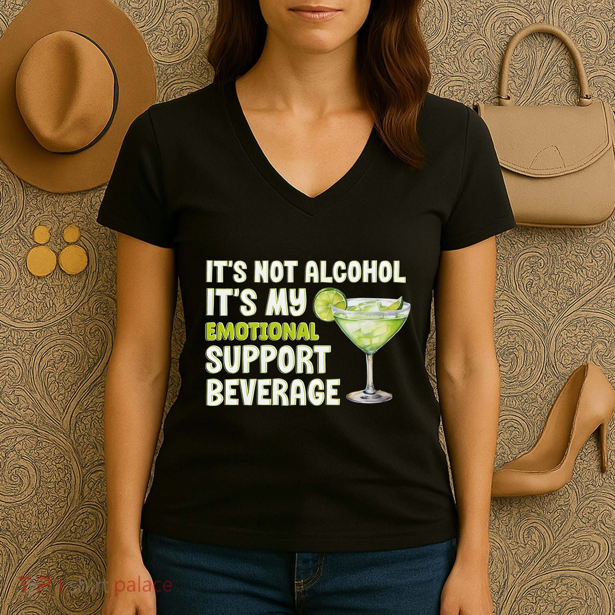 ItS Not Alcohol ItS My Emotional Support Beverage Women's V-Neck T-Shirt