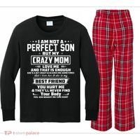 IM Not A Perfect Son But My Crazy Mom Loves Me Kids Long Sleeve Plaid Pajama Set thumb 0