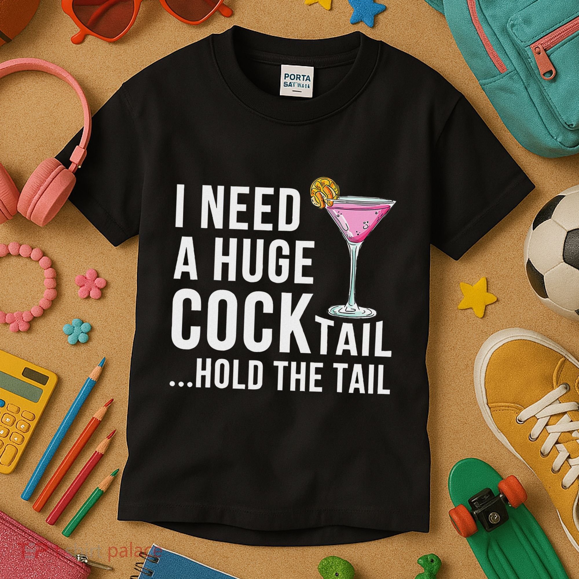 I Need A Huge Cocktail Hold The Tail Humor Kids T-Shirt
