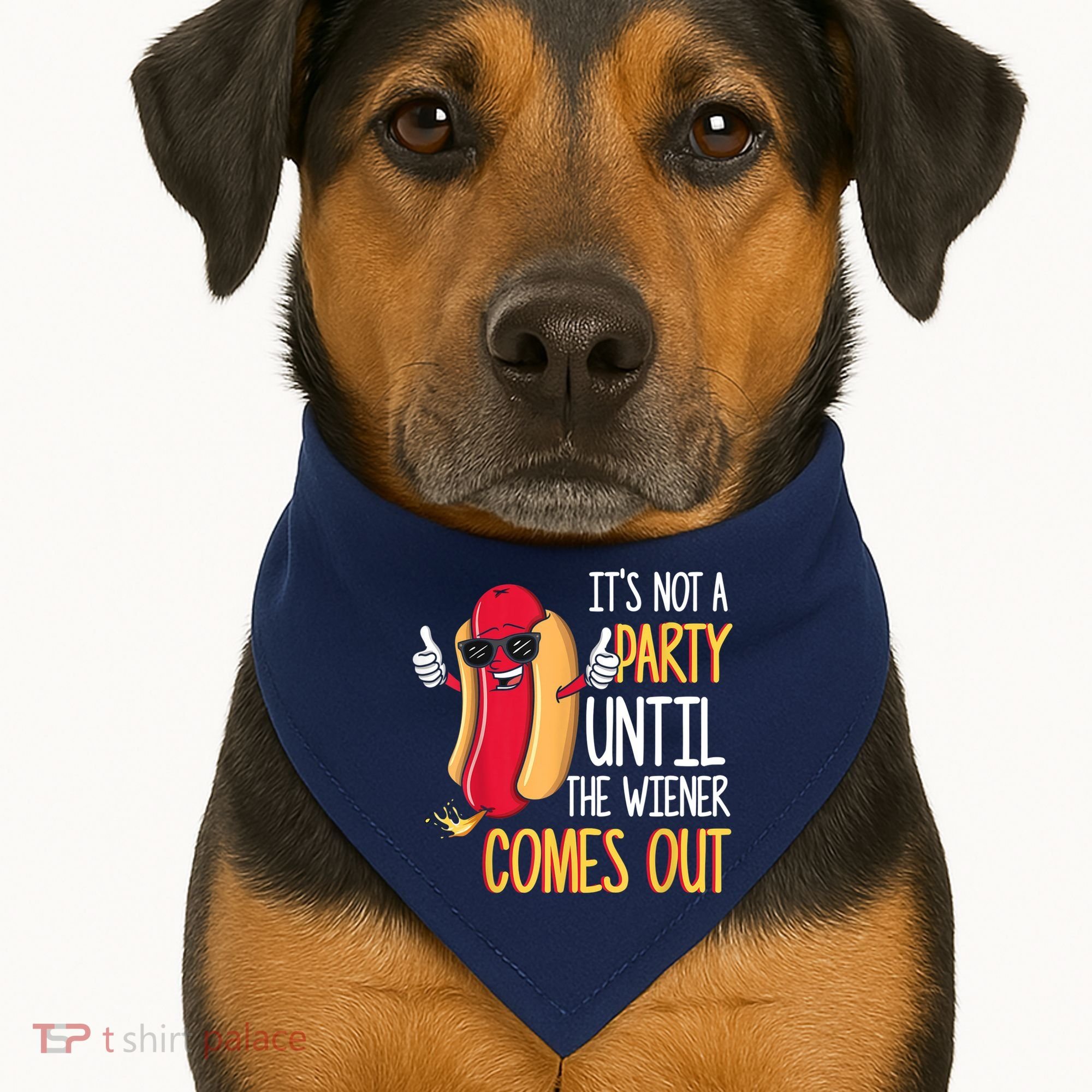It's Not A Party Until The Wiener Comes Out Funny Hot Dog USA-Made Doggie Bandana
