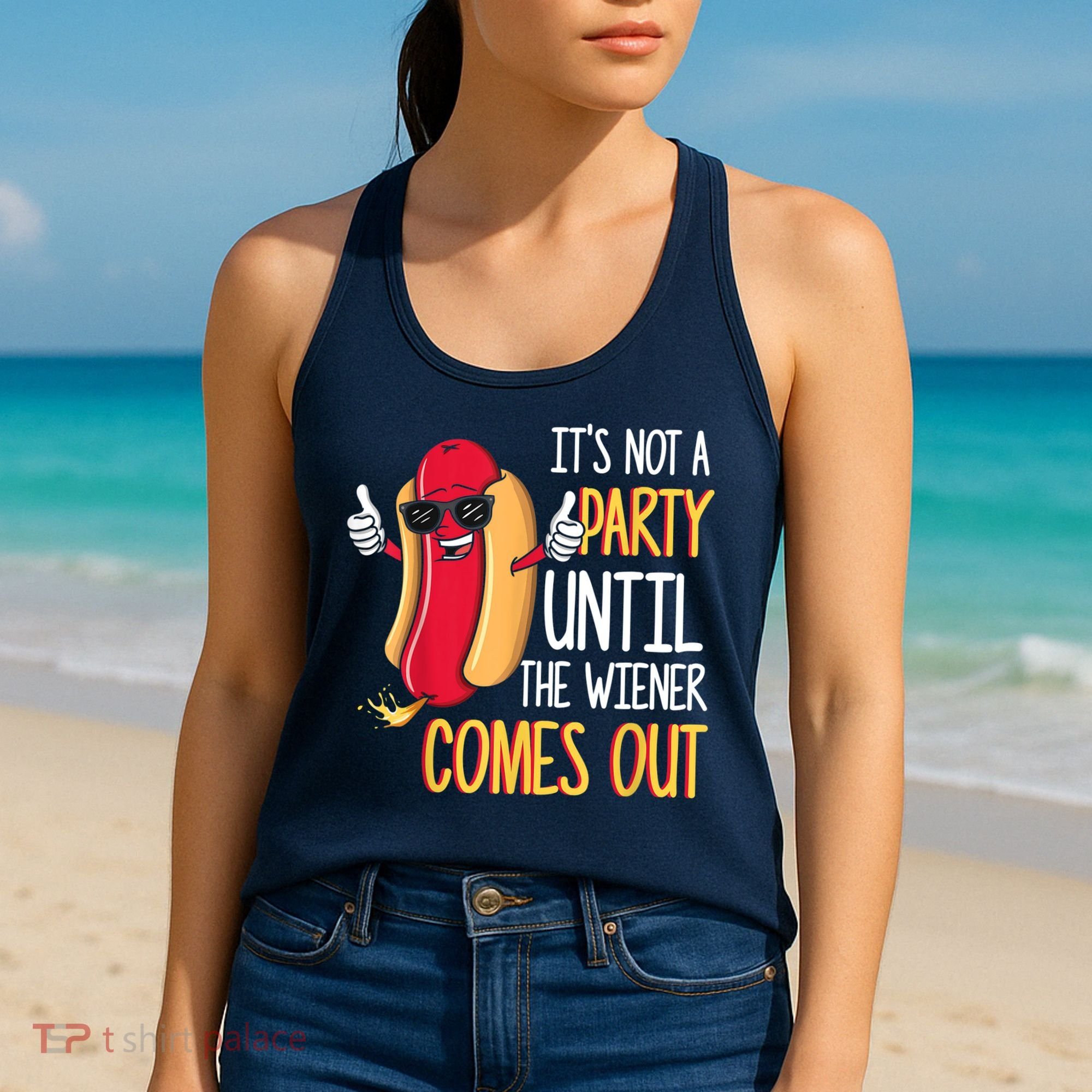 It's Not A Party Until The Wiener Comes Out Funny Hot Dog Women's Tank Top
