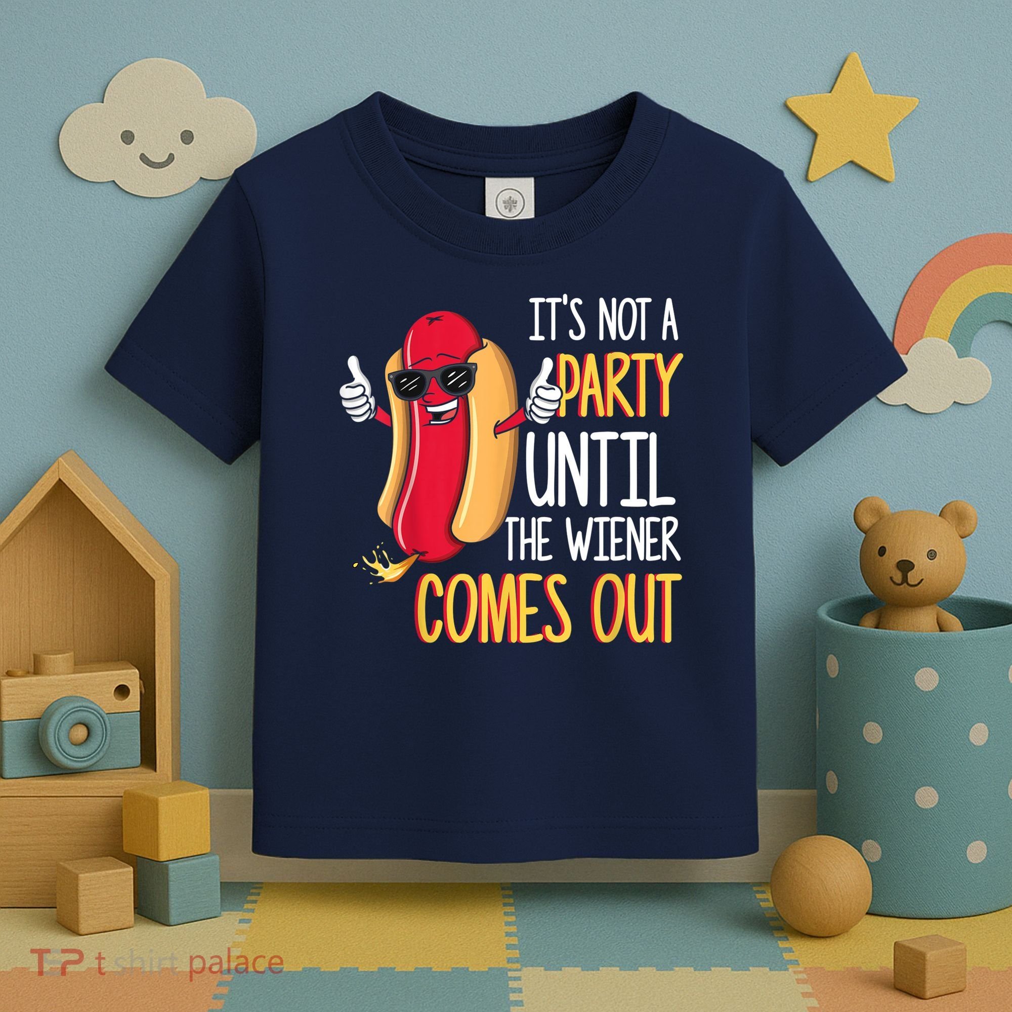 It's Not A Party Until The Wiener Comes Out Funny Hot Dog Toddler T-Shirt