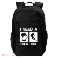 I Need A Brewski Funny Beer Ing Skier Ski Snowboarder Gift Backpack thumb 0