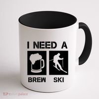 I Need A Brewski Funny Beer Ing Skier Ski Snowboarder Gift Coffee Mug thumb 1