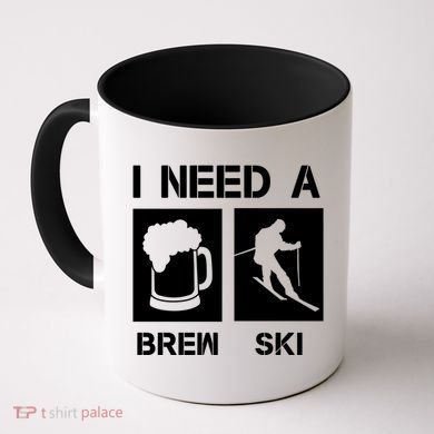 I Need A Brewski Funny Beer Ing Skier Ski Snowboarder Gift Coffee Mug
