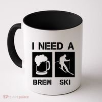 I Need A Brewski Funny Beer Ing Skier Ski Snowboarder Gift Coffee Mug thumb 0