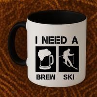I Need A Brewski Funny Beer Ing Skier Ski Snowboarder Gift Coffee Mug thumb 2