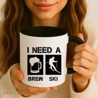I Need A Brewski Funny Beer Ing Skier Ski Snowboarder Gift Coffee Mug thumb 3