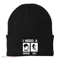 I Need A Brewski Funny Beer Ing Skier Ski Snowboarder Gift Beanie thumb 0