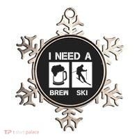 I Need A Brewski Funny Beer Ing Skier Ski Snowboarder Gift Ornament thumb 0