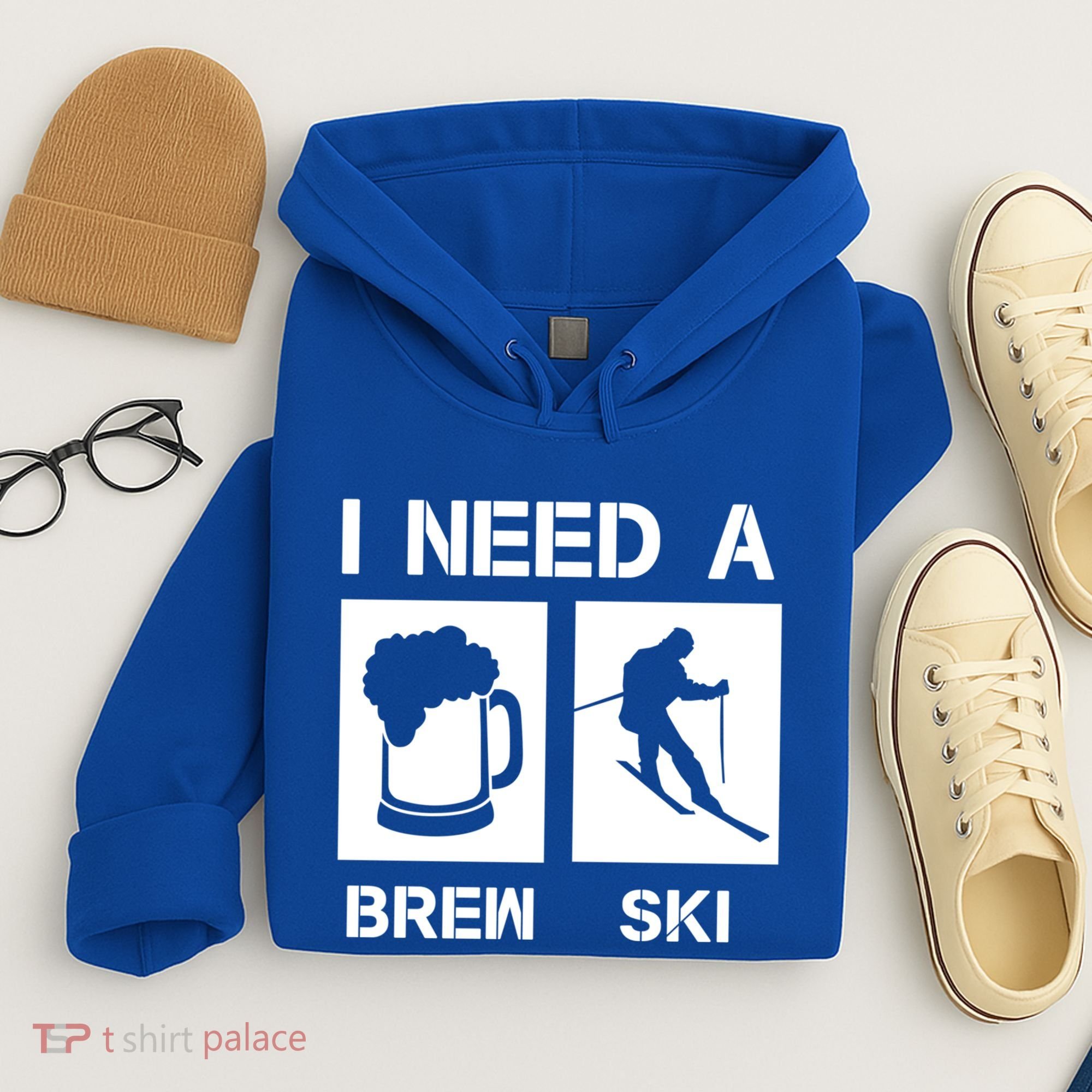 I Need A Brewski Funny Beer Ing Skier Ski Snowboarder Gift Hoodie
