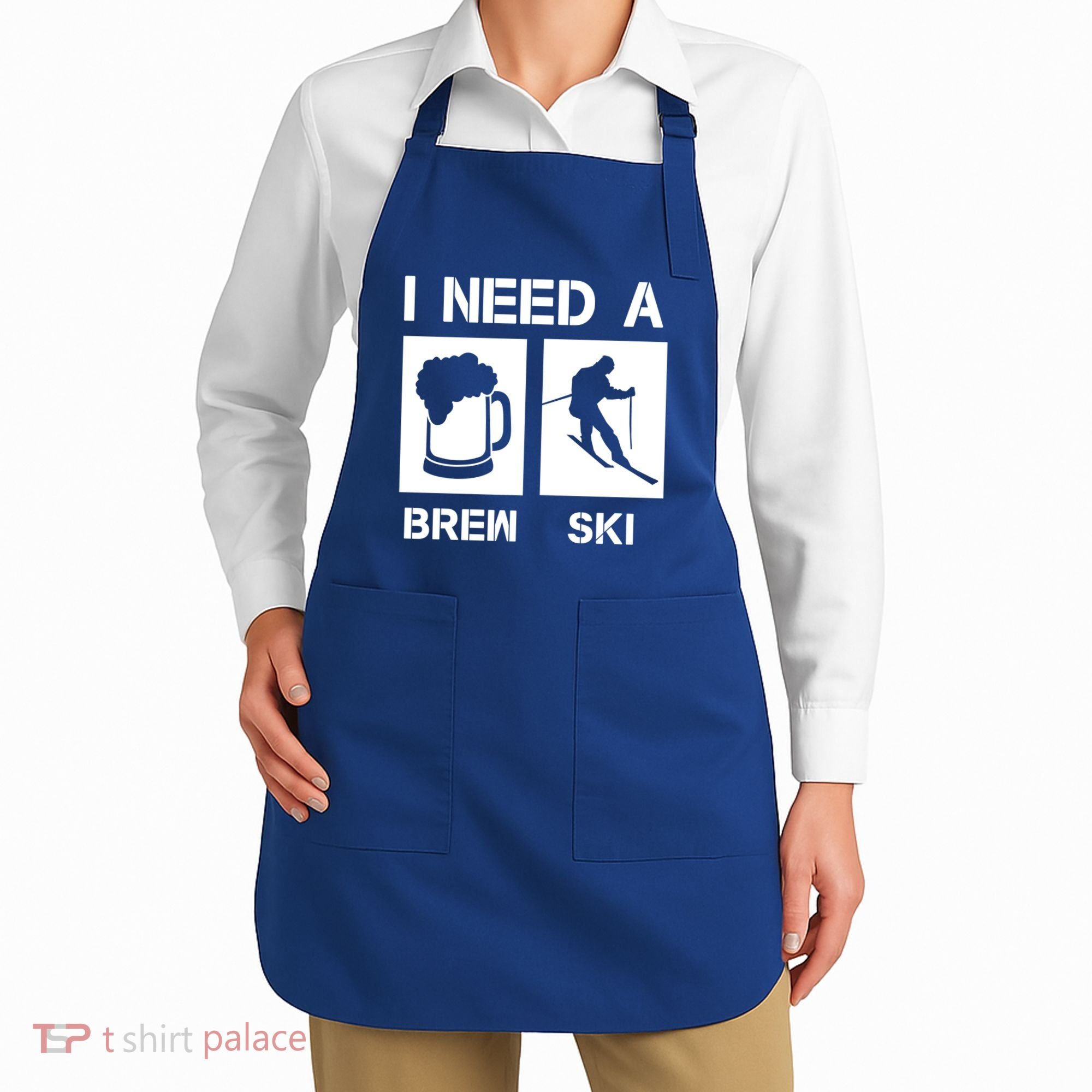 I Need A Brewski Funny Beer Ing Skier Ski Snowboarder Gift Apron