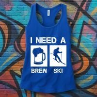 I Need A Brewski Funny Beer Ing Skier Ski Snowboarder Gift Women's Tank Top thumb 3