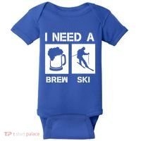 I Need A Brewski Funny Beer Ing Skier Ski Snowboarder Gift Baby Bodysuit thumb 0