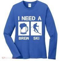 I Need A Brewski Funny Beer Ing Skier Ski Snowboarder Gift Women's Long Sleeve Shirt thumb 0
