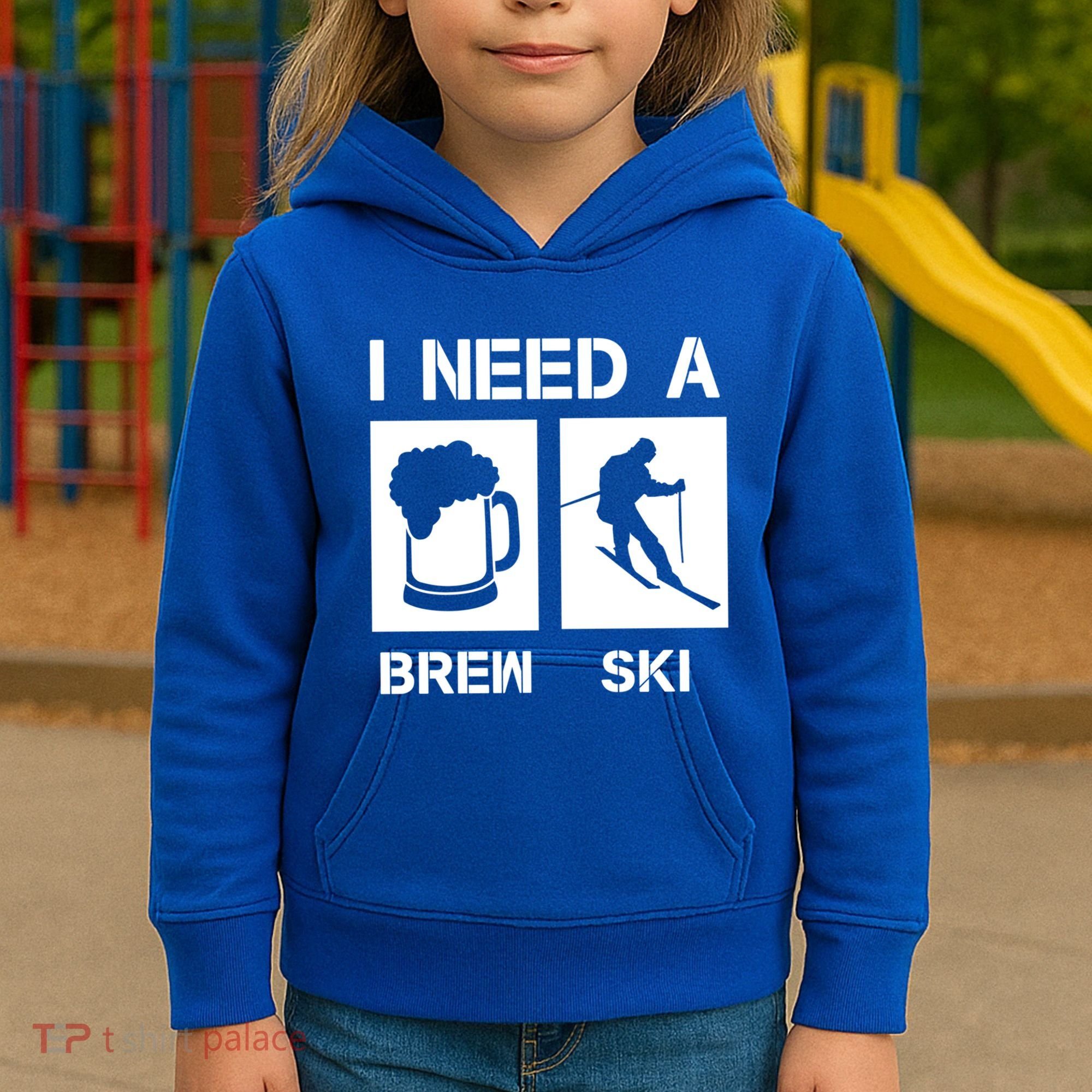 I Need A Brewski Funny Beer Ing Skier Ski Snowboarder Gift Kids Hoodie