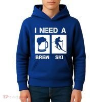 I Need A Brewski Funny Beer Ing Skier Ski Snowboarder Gift Kids Hoodie thumb 4