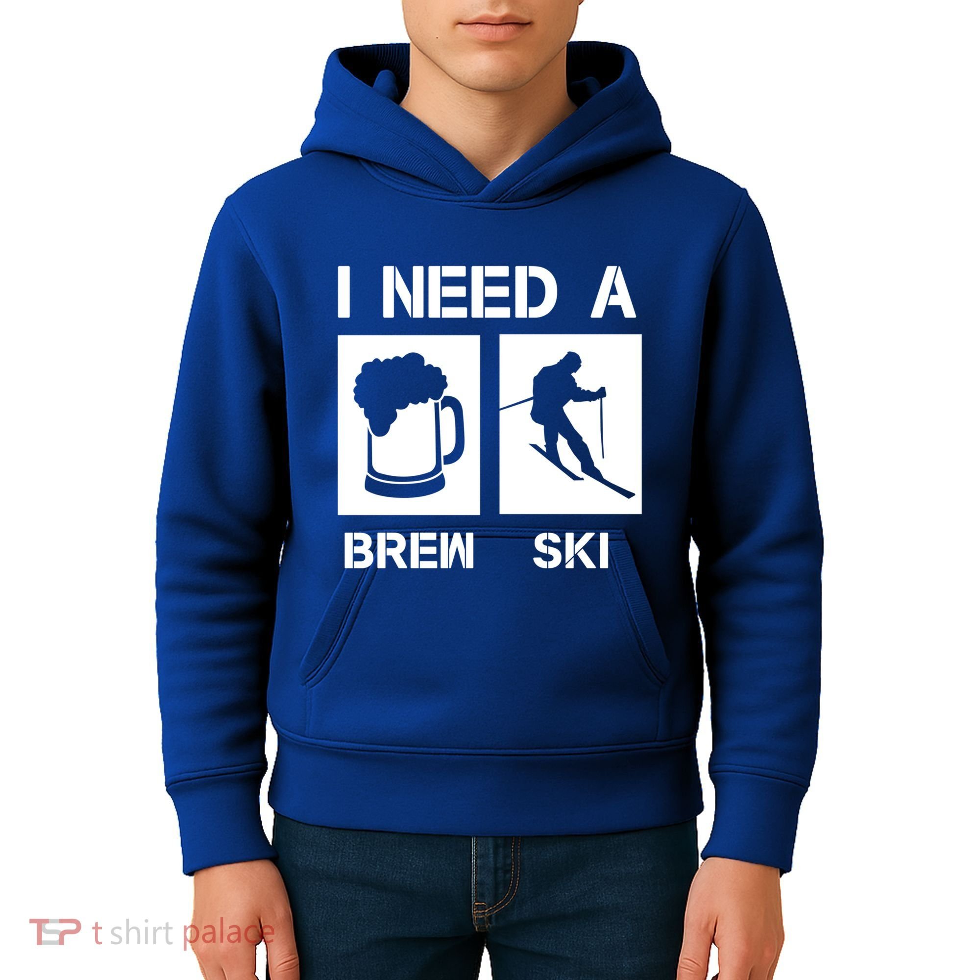 I Need A Brewski Funny Beer Ing Skier Ski Snowboarder Gift Kids Hoodie