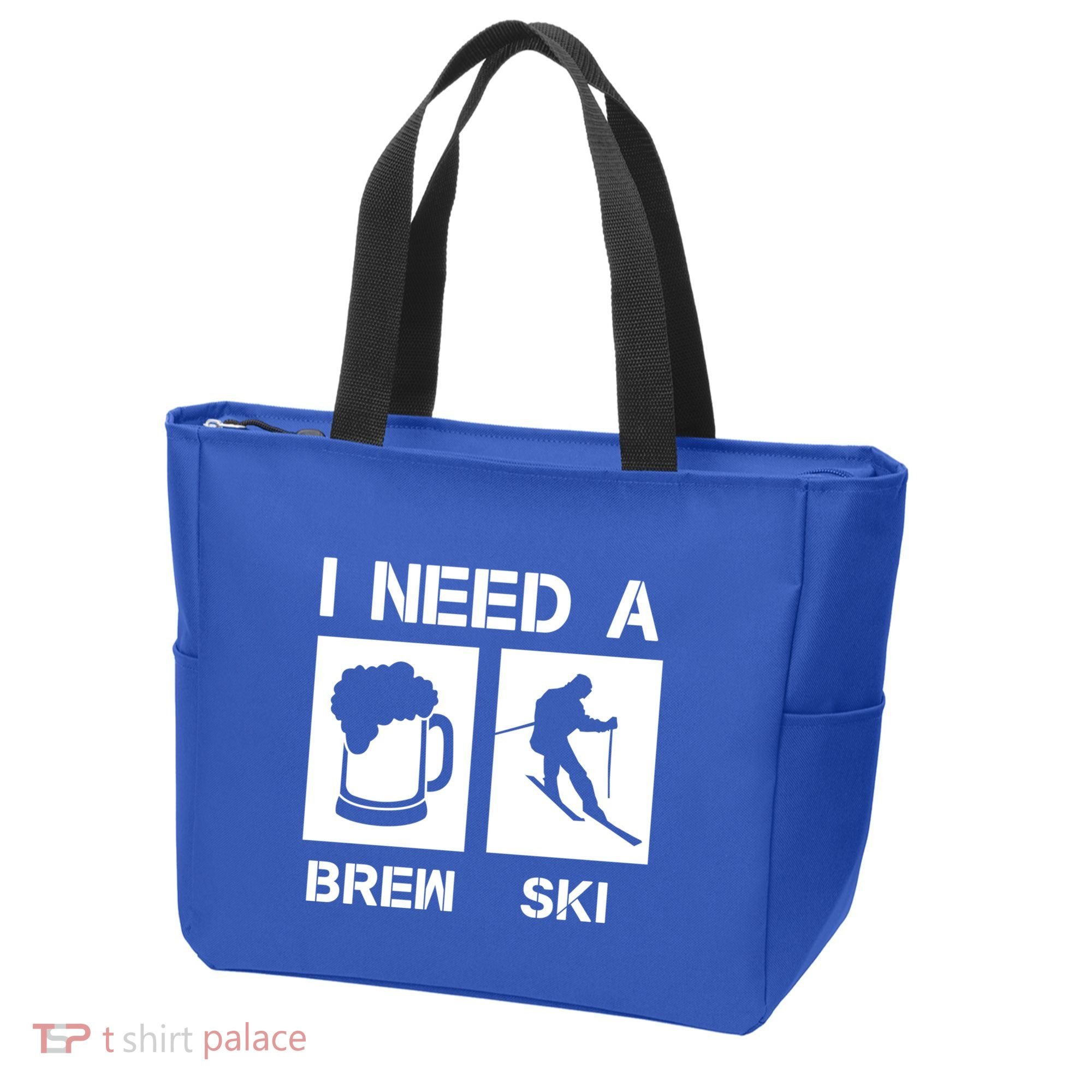 I Need A Brewski Funny Beer Ing Skier Ski Snowboarder Gift Tote Bag