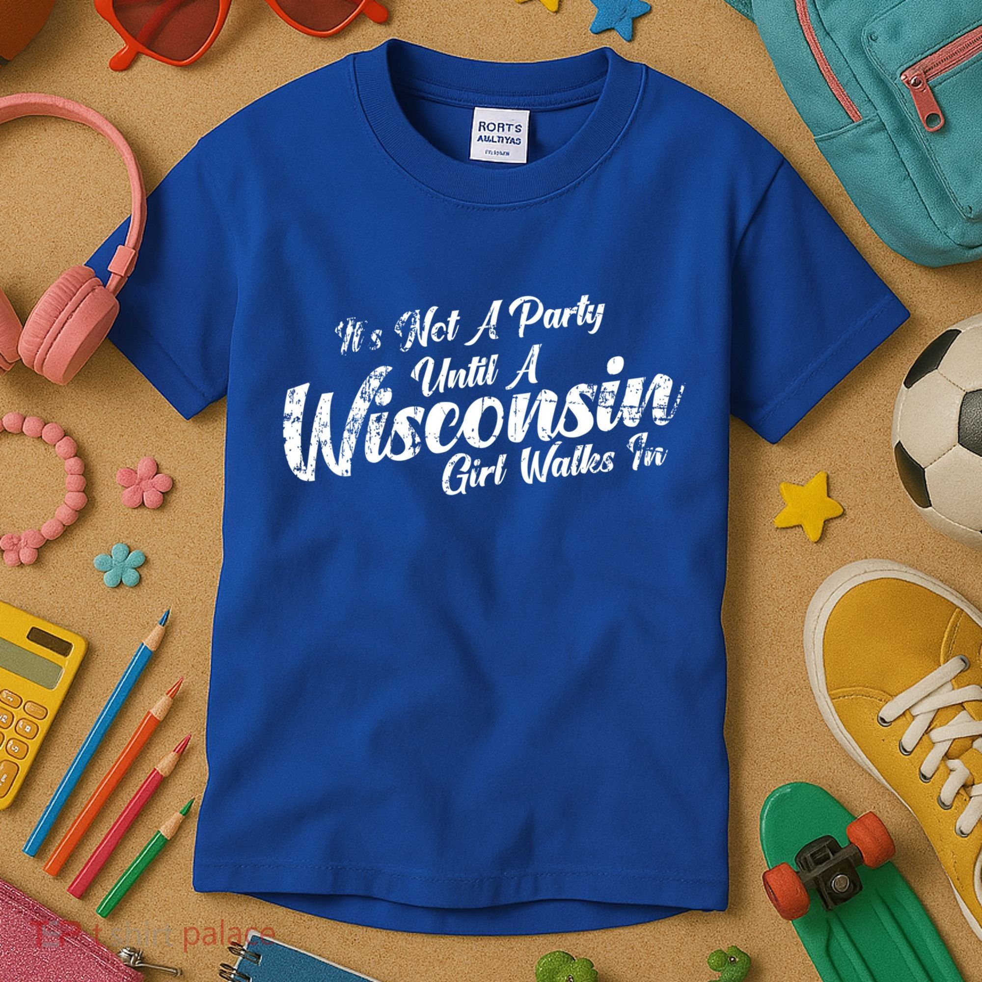 Its Not A Party Until A Wisconsin Walks In Gift Kids T-Shirt