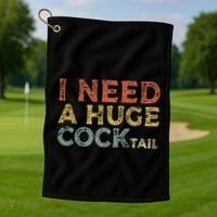 I Need A Huge COCKtail Funny Drinking Golf Towel thumb 1