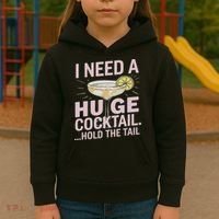 I Need A Huge Cocktail Hold The Tail Summer Drinking Humor Kids Hoodie thumb 3